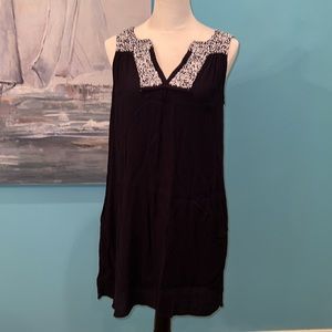 Half Moon Black Sleeveless Swimsuit Coverup, Small
